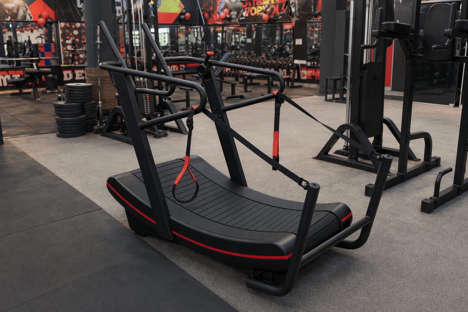 Curve Pro Non-Motorized Treadmill deployed in a WTF gym