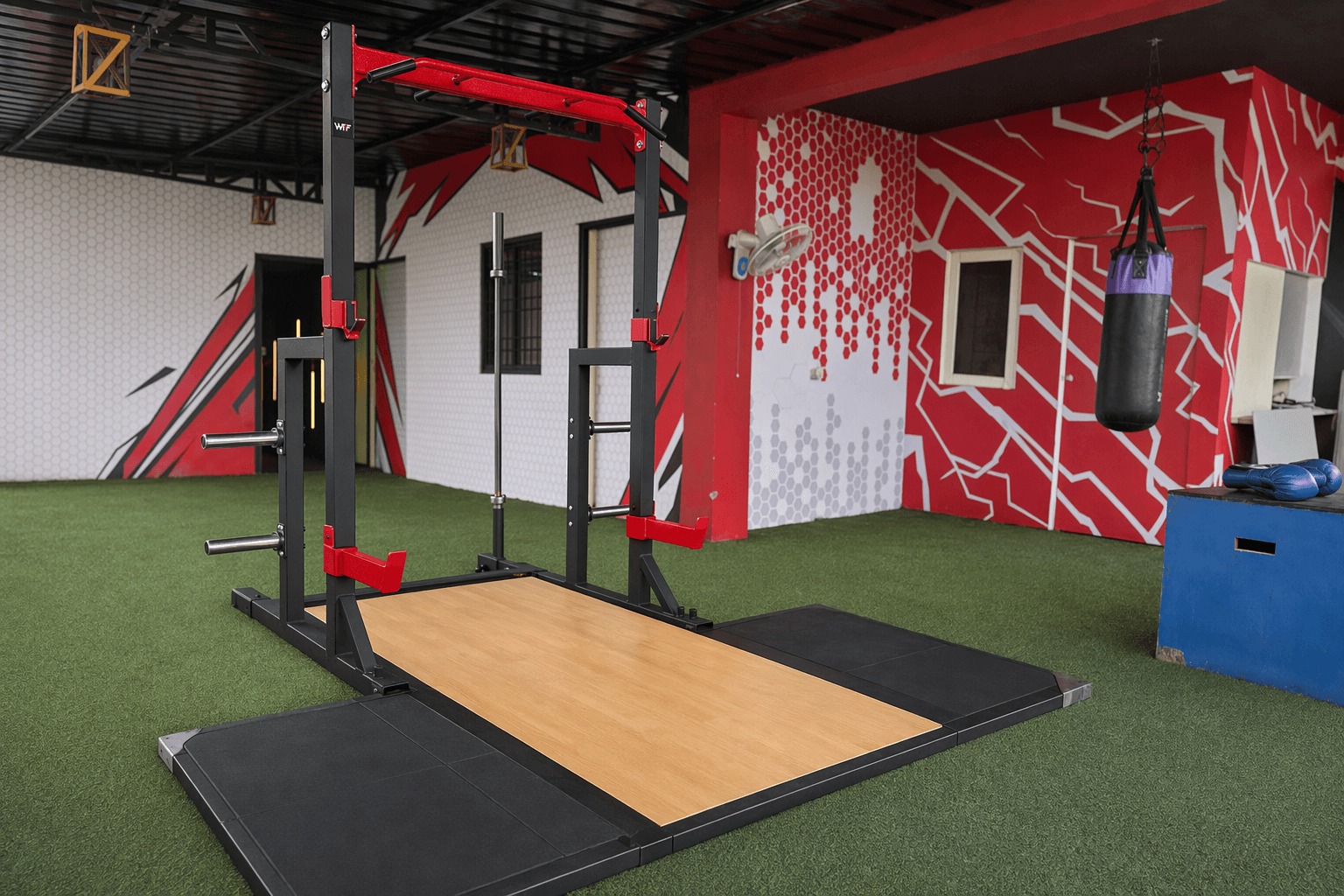 Half Rack with Deadlift Platform deployed in a WTF gym