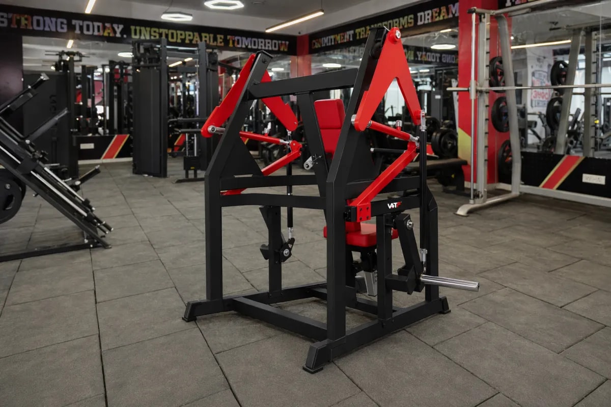 WTF A-615 Straight Line Chest Press on a gym floor