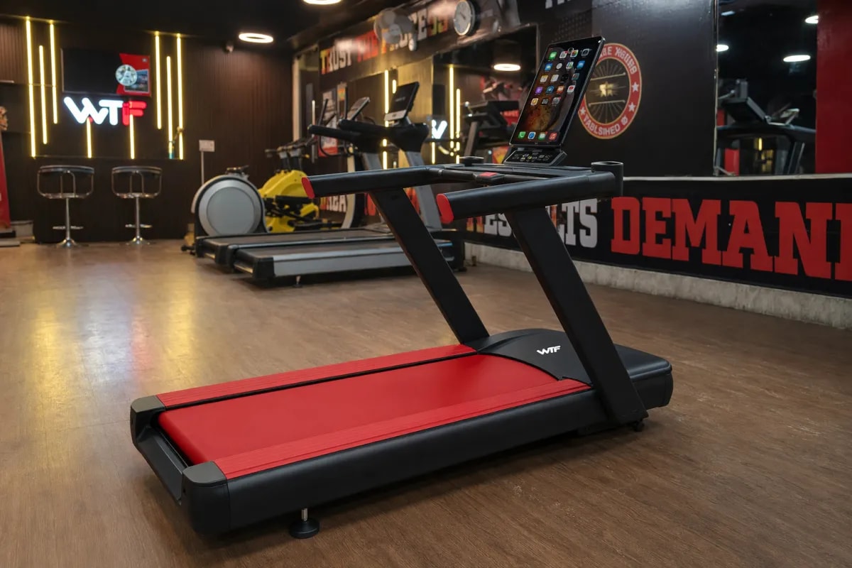 WTF X-10 Smart Treadmill on a gym floor