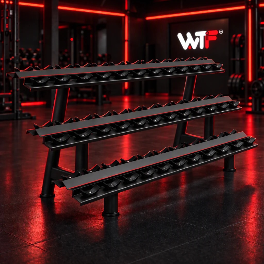 Dumbbell Rack 3 Tier (WTF-CRR-28) — studio view