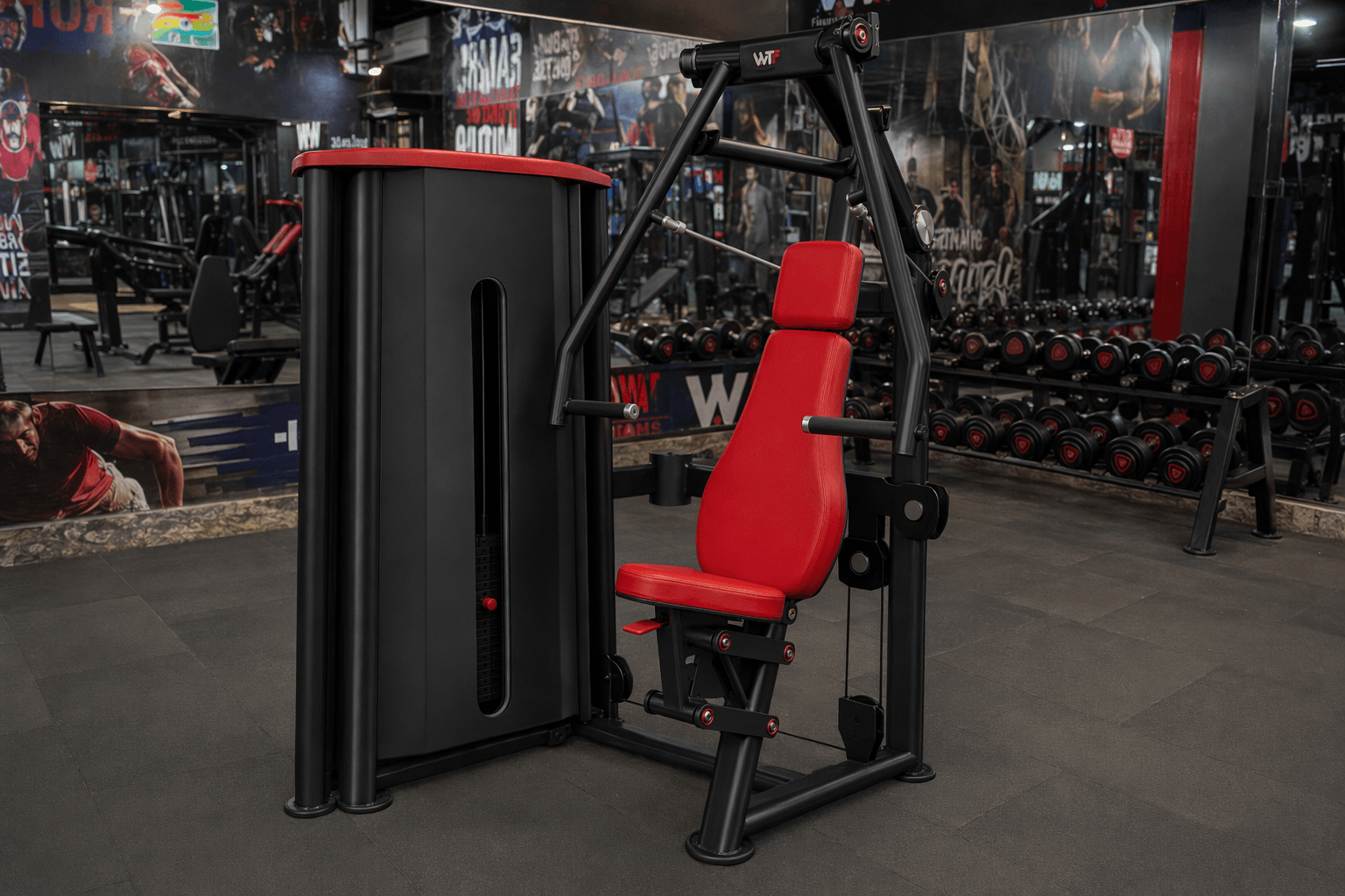 A WTF commercial machine deployed on a real WTF gym floor